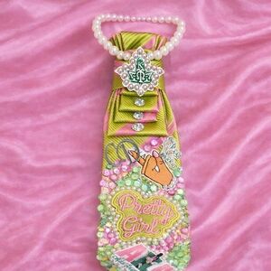 Colorful Embellished Tie with Pearls